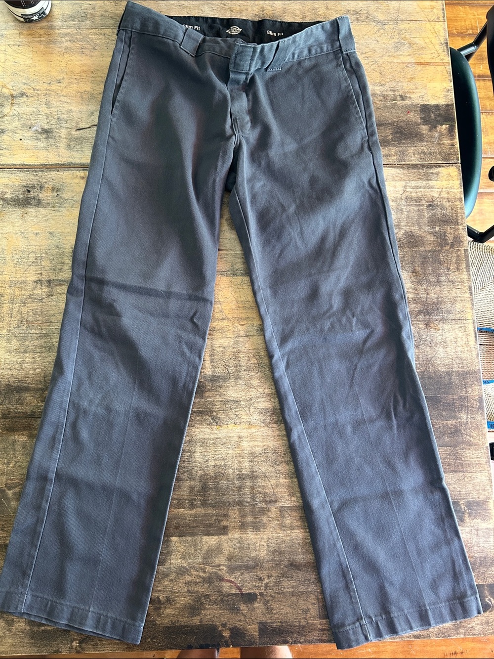 Dickies Men’s Straight Leg Slim Fit Charcoal Work Chinos 32x32